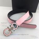 AAA Salvatoye Ferragamo 2.5cm Women's Reversible Belt - Pink Leather SS Buckle